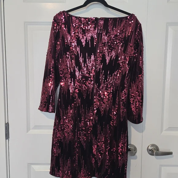 Red Velvet Sequin Cocktail Dress - Picture 7 of 8